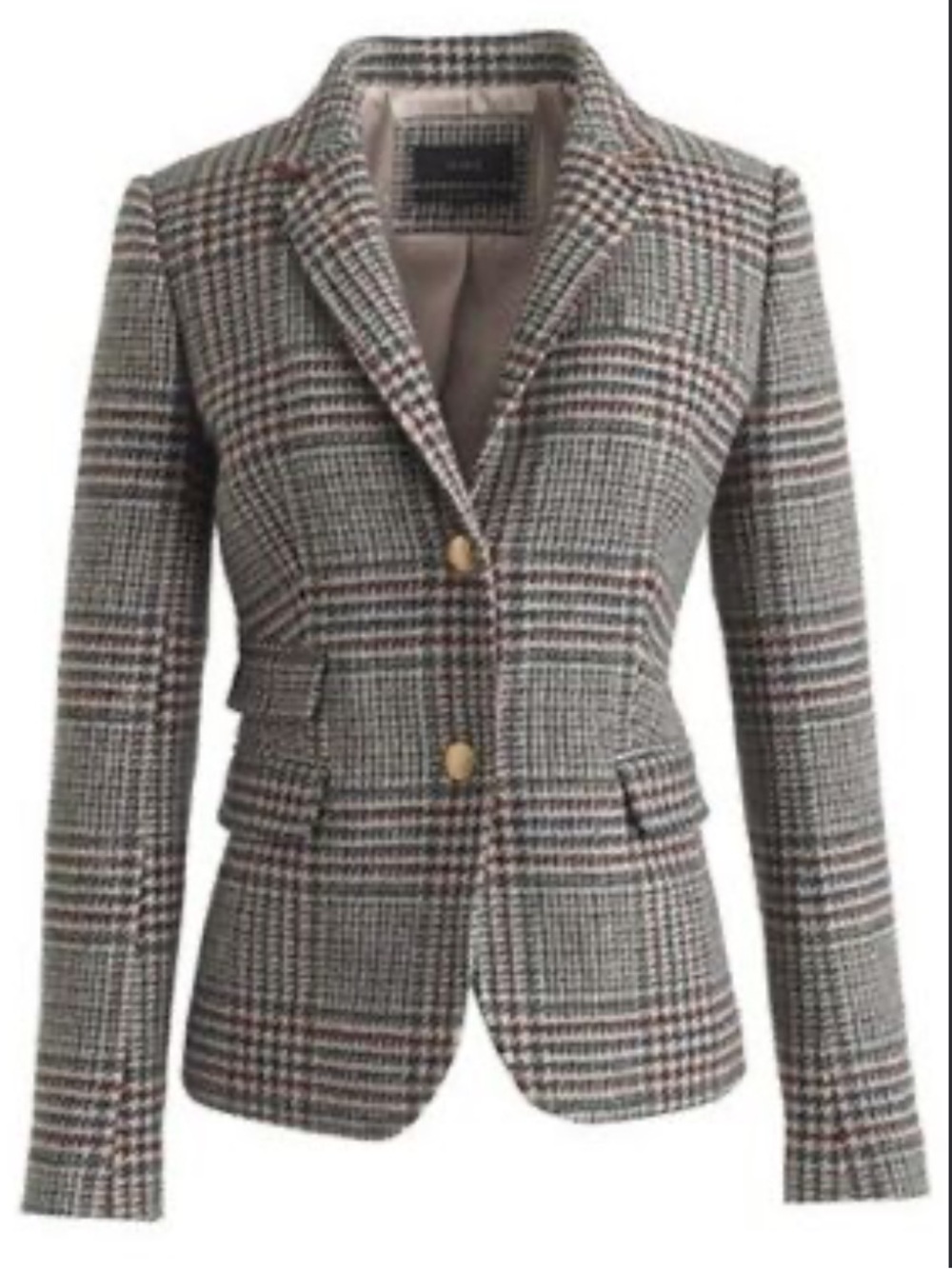 J.Crew Schoolboy Wool Plaid Blazer Size 4 Gold Buttons Academia Equestrian